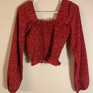 Shein off the shoulder red blouse
